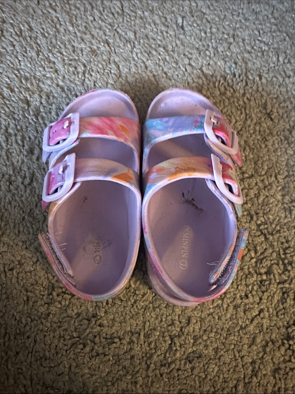 Kids Tie-Dye Pastel Buckle Sandals - Pink/Purple